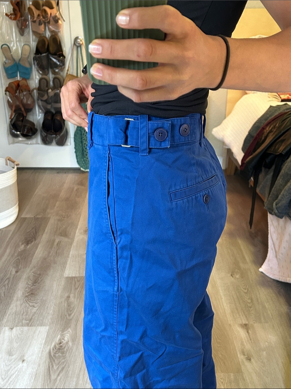 Bright Royal Blue High-Waist Button-Detail Pants- Madewell